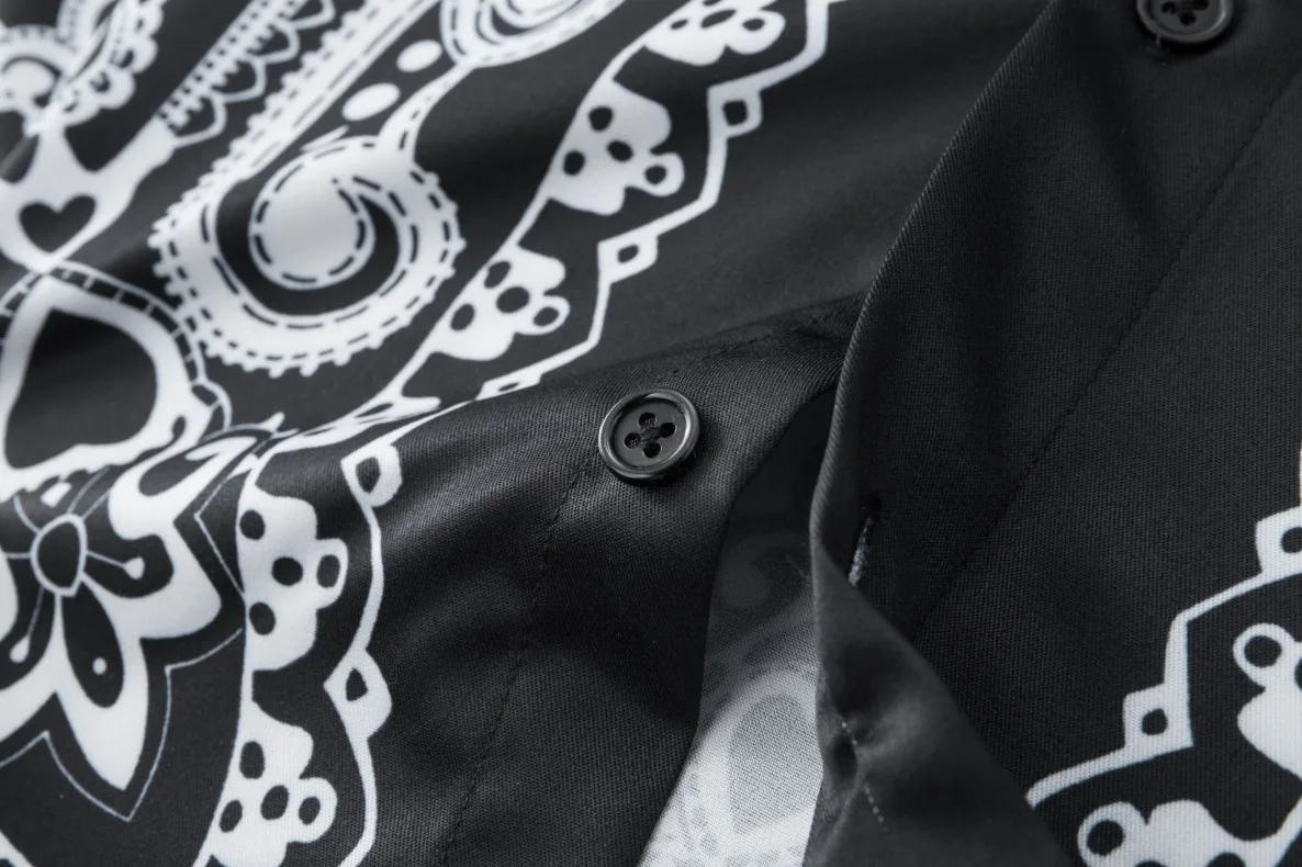 Description Picture 4 of itemLuxury Palace Retro Printed Shirt for Men Fashion Long Sleeve Slim Fit Casual Shirts Business Social Party Banquet Tuxedo Blouse