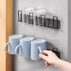 Wall Mounted Mug Rack Hooks Cup Drying Rack Hanger Glasses Tea Cup Organizer Mug Hooks Holder For Living Room Home Bar