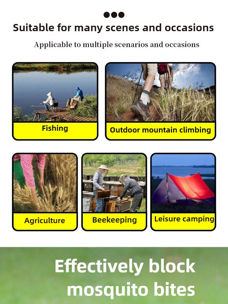 Description Picture 3 of item1PC Outdoor Fishing Sunscreen Insect Hat Mesh Breathable Sun Mask Men and Women Universal Camping Hiking Mosquito Net Head Cover