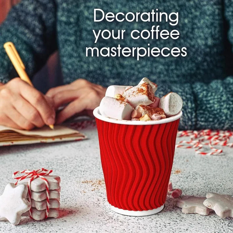 Description Picture 3 of itemDouble-Walled Paper Cup with Lids,Coffee Tea Hot Drinks Disposable Cups To Go Cups