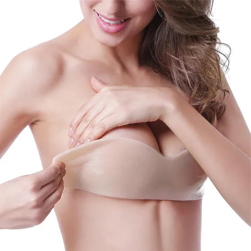 Description Picture 2 of itemInvisible Push Up Bra Backless Strapless Bras Seamless Front Closure Bralette Underwear Women Self-Adhesive Silicone Sticky