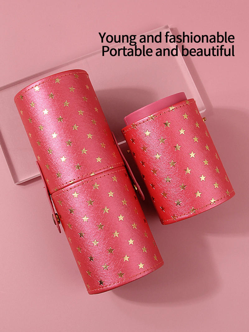 Description Picture 4 of itemHigh-end PU leather makeup brush bucket,large-capacity multi-brush storage bucket, portable travel,super practical makeup bucket