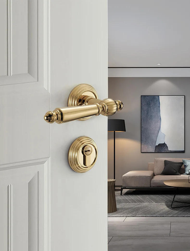 Description Picture 4 of item1 Set of Zinc Alloy Silent Split Lock Indoor Bedroom, Living Room Handle Lock Household Lock Hardware Accessories with Key