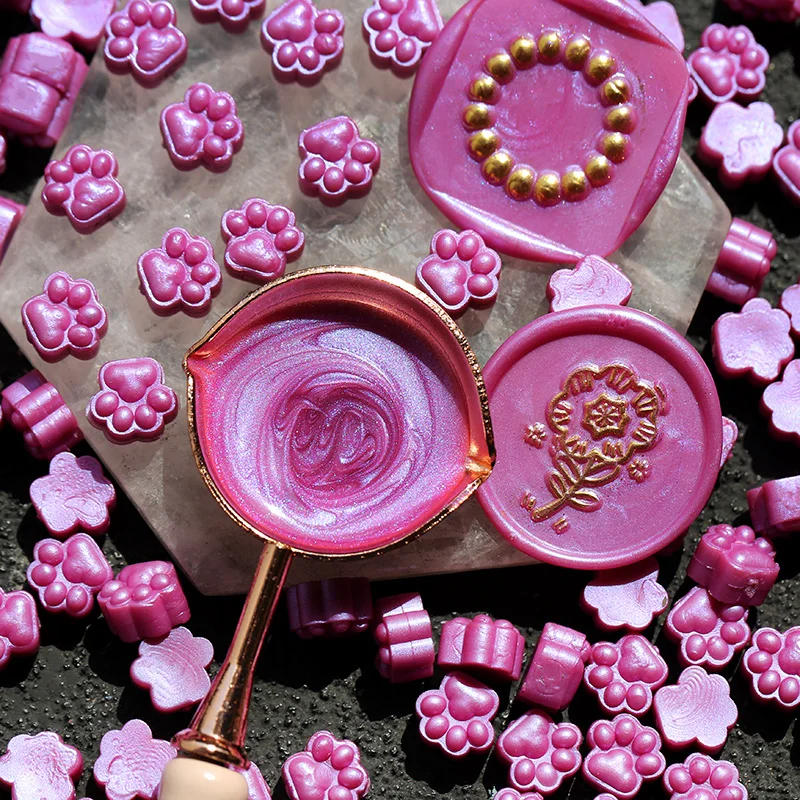 Description Picture 6 of item75PCS Mixed Color Retro Glitter Cat Paw Wax Seal Stamp DIY Gift Envelope Wedding Invitation Ancient Stamp Wax Craft Supplie