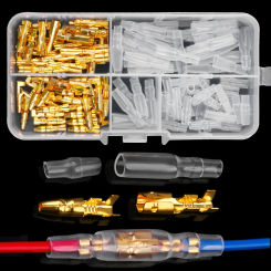 120/200pcs Box 1 to 2 3.5mm Brass Bullet Connector Terminal Male & Female with Cover Terminal Car Electrical Wire