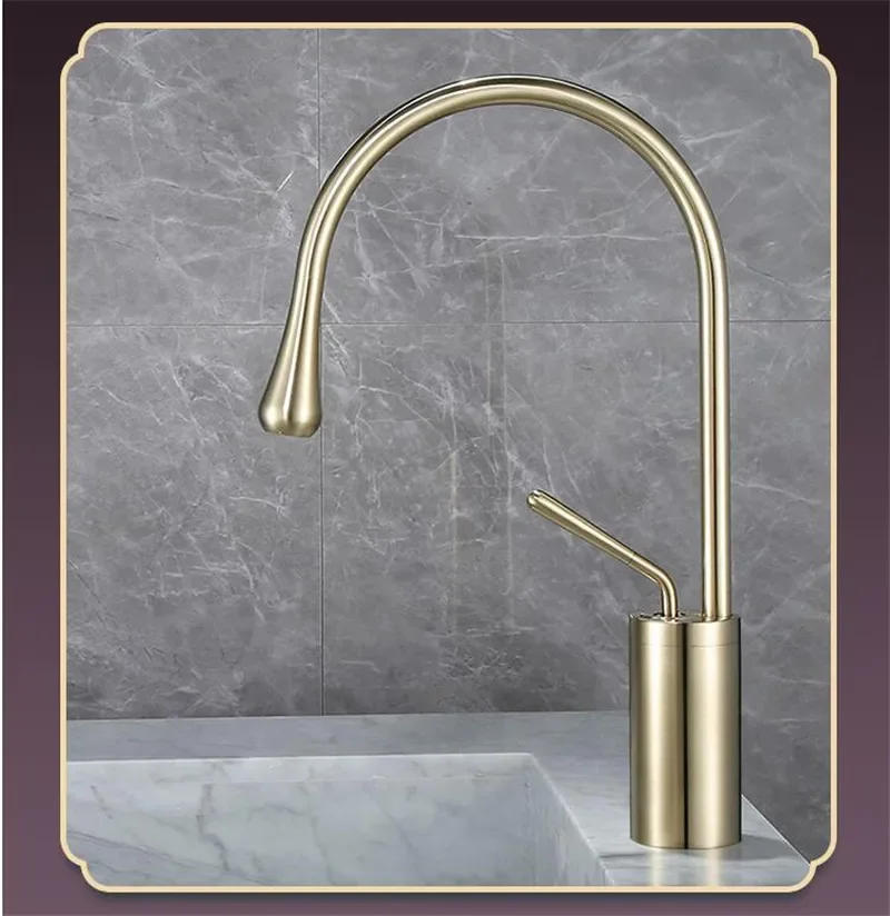 Description Picture 3 of item/Brushed Gold Bathroom Faucet  Basin Hot Cold Black Sink Brass Kitchen Swivel Sink Water Crane