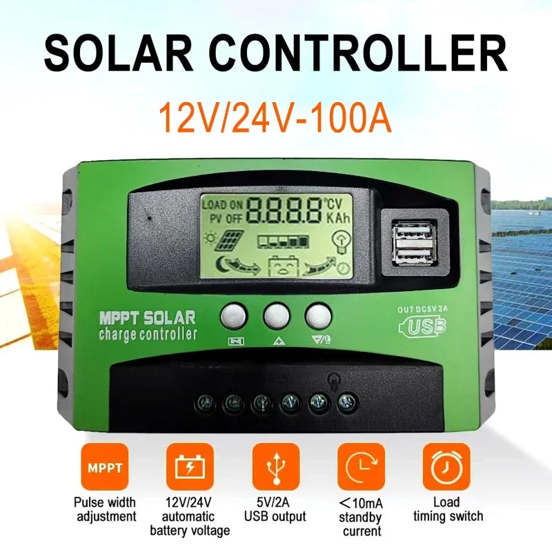 Description Picture 2 of item30/40/50/60/80/100A Solar Panel Controller 12V/24V Battery Charge Regulator Dual USB Photovoltaic Cell Panel Charger Regulator
