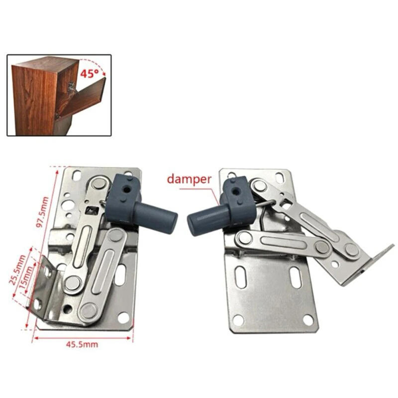 Description Picture 5 of itemCabinet Drawer Scissor Hinge Soft Close Hinges 45 Degrees Down Flip Door Hinge Furniture Cabinet Door Connector Damping Supports