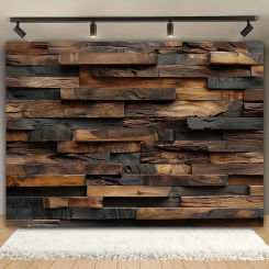 1 piece of rural wooden wall background banner - suitable for birthdays, holidays, parties, multiple sizes to choose from
