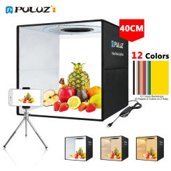 PULUZ Photography Lightbox,Photo Studio Light Box,Dimmable LED Softbox Photo Studio Shooting Tent Box Kit 6/12 Colors Backdrops