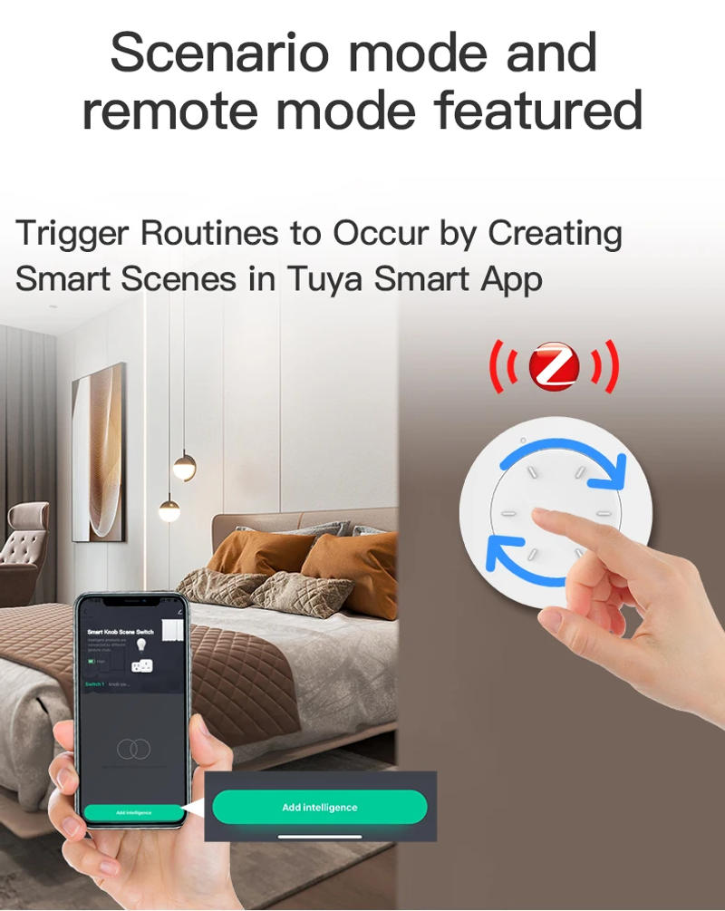 Description Picture 5 of itemTuya ZigBee Smart Knob Switch Dimmer Removeable Wireless Scene Linkage Push Button Light Automation Scenarion Remote Panel