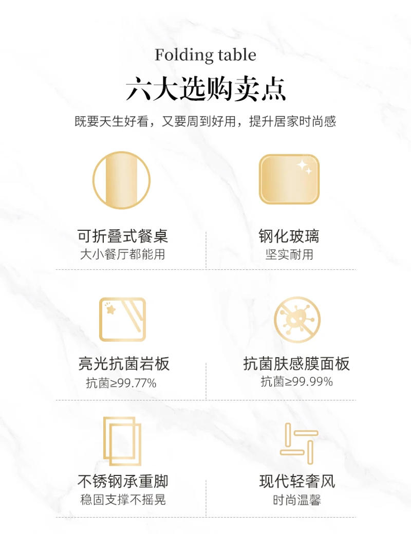 Description Picture 3 of itemFoldable Nordic Luxury Dinning Tables Set Kitchen Round Chairs Office Dinning Tables Outdoor Nordic Mesa Plegable Furniture