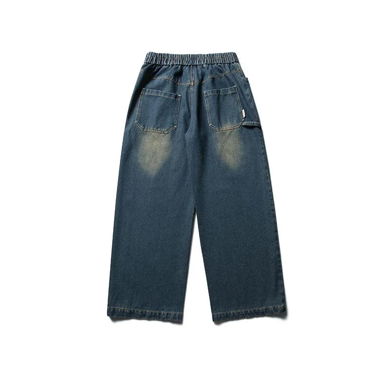 Description Picture 6 of itemHarajuku Washed Jeans Men Women Hip-hop Distressed Straight-leg Denim Pants Street Vintage Loose Wide-leg Trousers Casual Unisex