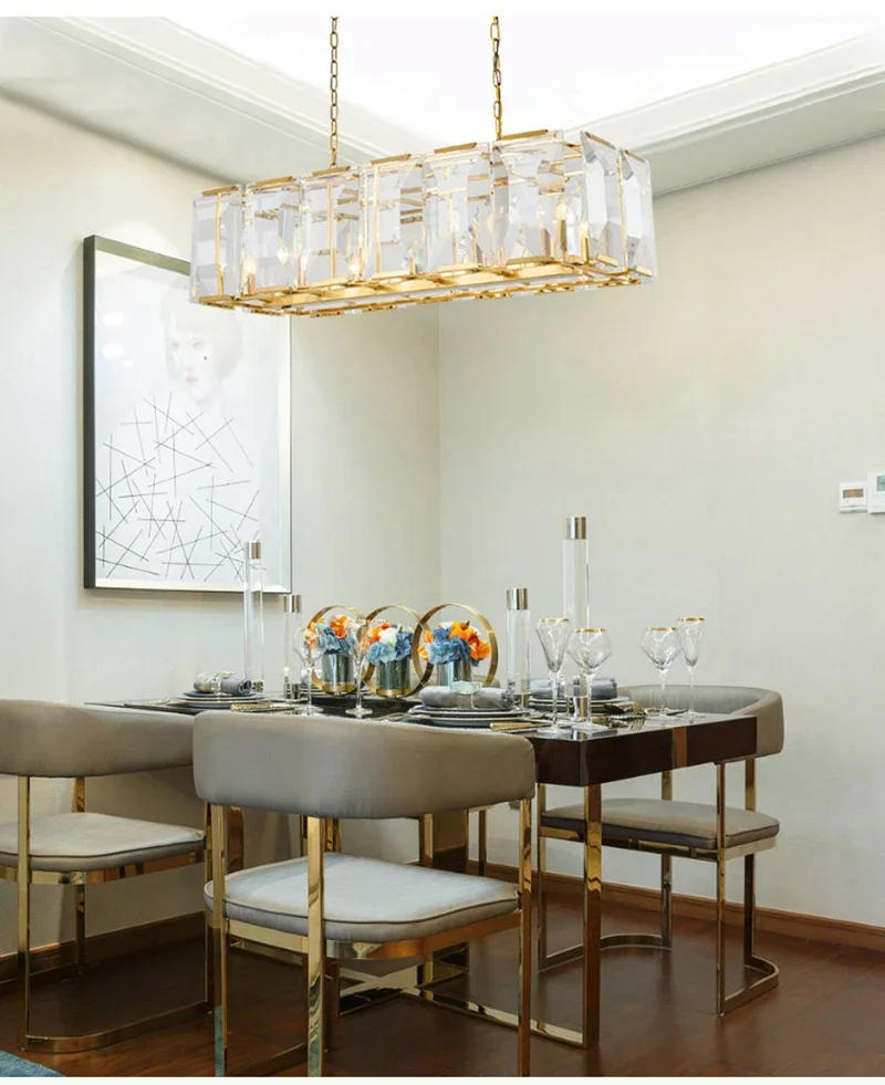 Description Picture 6 of itemBREFILI LED Crystal Chandelier For Dining Room Living Room Bedroom Round Rectangle Design Hanging Pendant Lighting Fixture