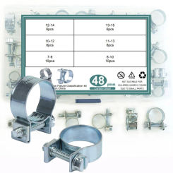 48Pcs Hose Clamp Double Ears Clamp 7-15mm Worm Drive Fuel Water Hose Pipe Clamps Clips Hose Fuel Clamps Assorted Kit