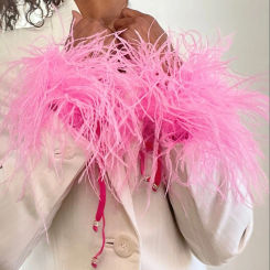 2PCS Beautiful Ostrich Feather Cuff Fluff Wristband Fur Colored Plume Bracelet Hair Accessories Anklet Slaps Sleeves Cuffs Decor