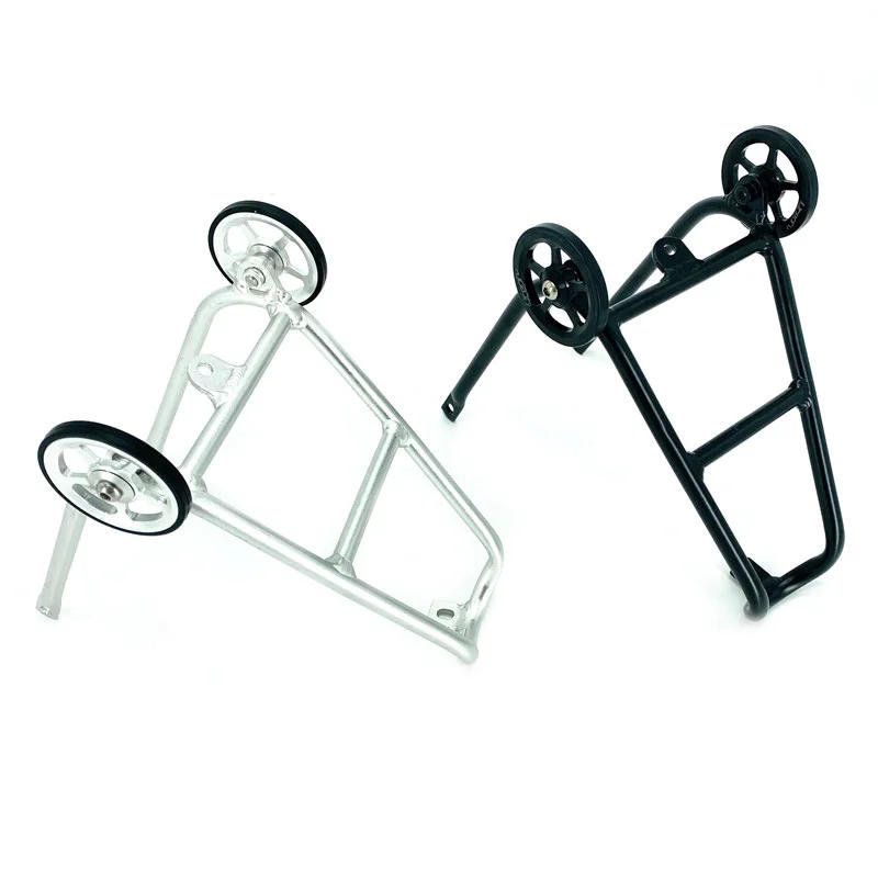 Description Picture 2 of itemBicycle Luggage Carrier For Brompton Folding Bike Rear Rack Aluminum Alloy Q-Type Cargo Racks With Easywheel Black Silver