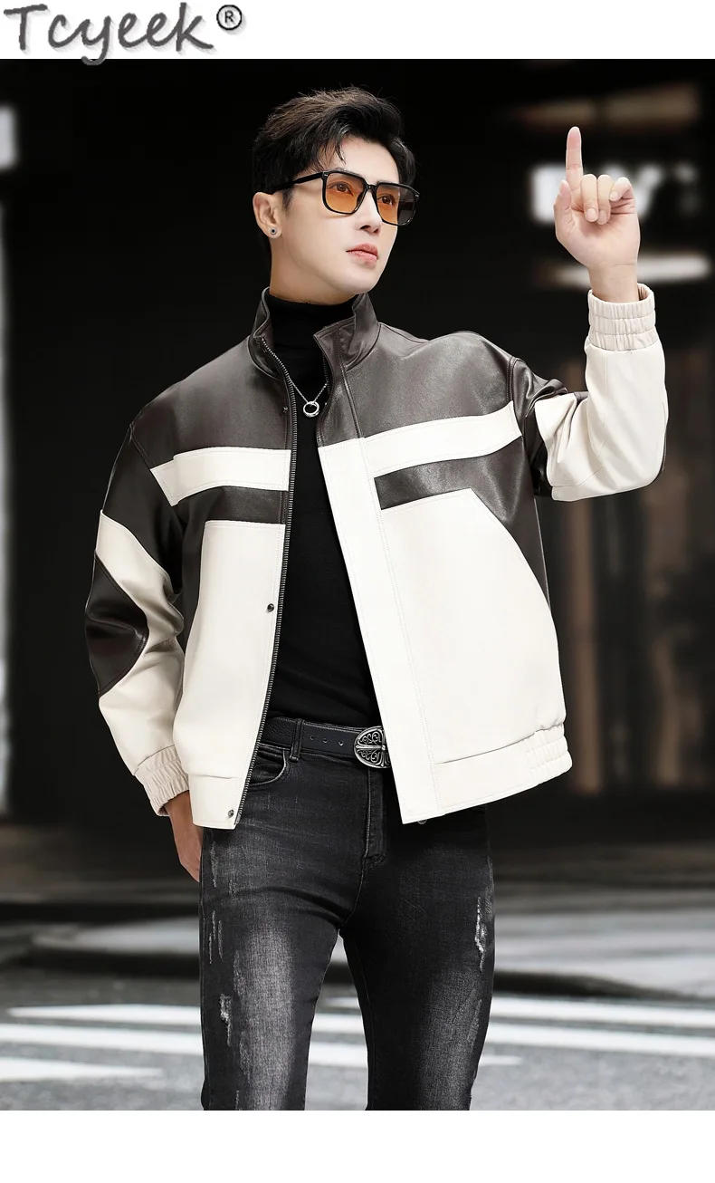 Description Picture 6 of itemTcyeek Real Leather Jacket Men Fashion Thin Leather Coats Streetwear Spring Autumn Genuine Sheepskin Coat for Man Clothes Trend