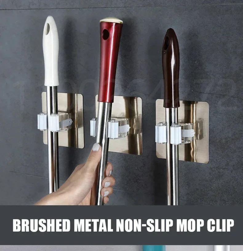 Description Picture 4 of item1-10PCS Adhesive Multi-Purpose Hooks Wall Mounted Mop Organizer Holder RackBrush Broom Hanger Hook Kitchen Bathroom Strong Hooks