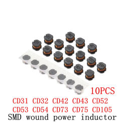 10PCS SMD power winding inductor CD54 2.2UH/3.3UH/4.7UH/6.8UH/10UH/15UH/22UH/33UH/47UH/68UH-680UH Copper core with winding power
