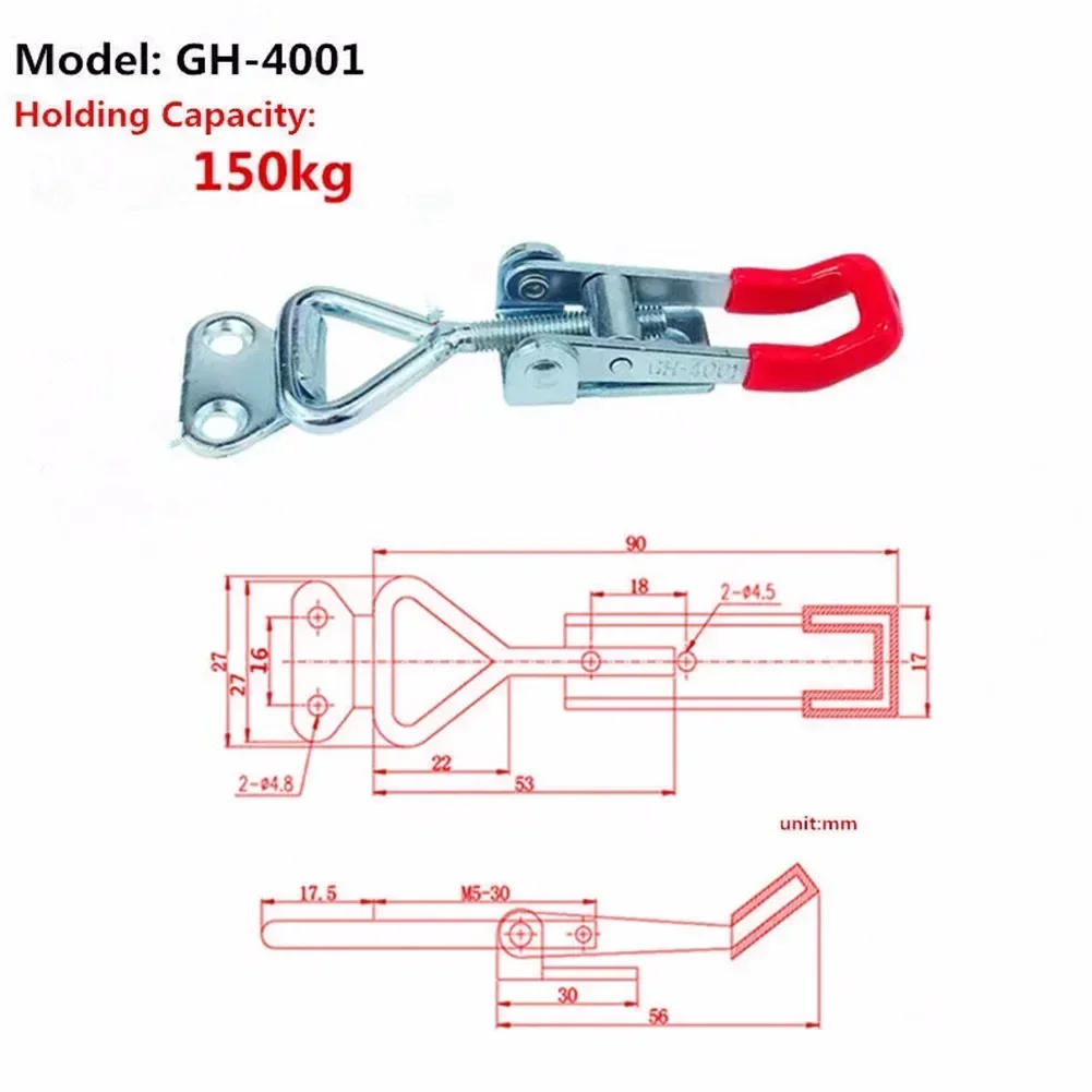 Description Picture 5 of item1PC Toggle Latch Catch Toggle Clamp Adjustable Cabinet Boxes Lever Handle Lock Hasp For Sliding Door Furniture Hardware