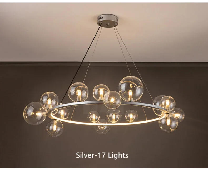 Description Picture 5 of itemGlass Ball Chandelier for Dining Room Living Room Nordic Glass Ball Bedroom Bedside Small Chandelier Bubble Light Chandelier