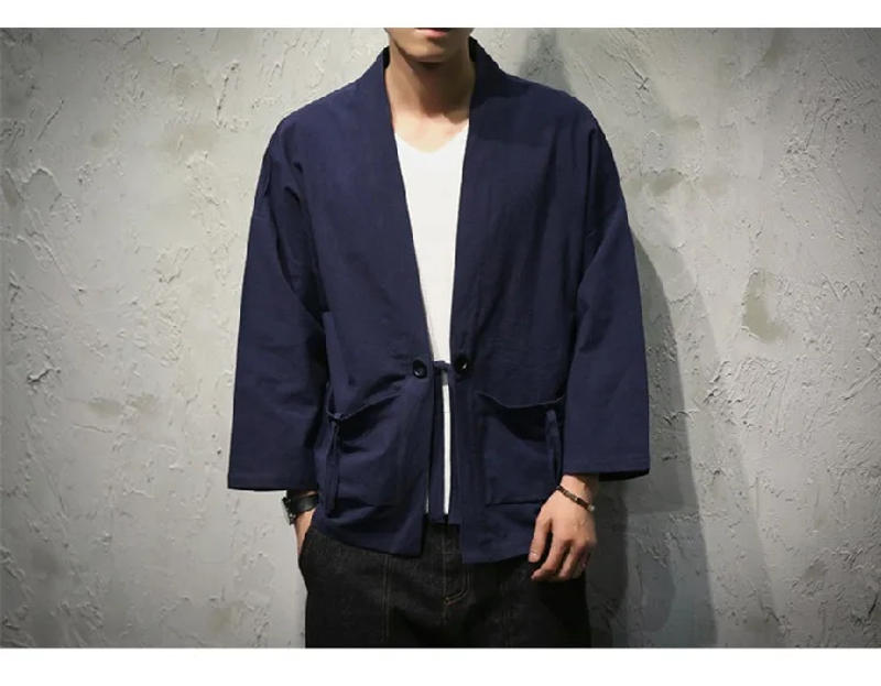 Description Picture 5 of item2024 Spring Summer Soild Men's Loose Fitting Jacket Cardigan