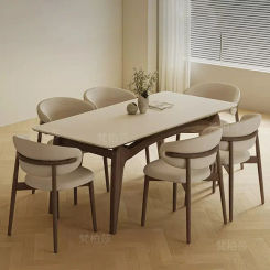 Wooden Dining Table Modern And Minimalist Deco Rectangular Wooden Rock Board Dining Table Chair Mesas Bedroom Set Furniture