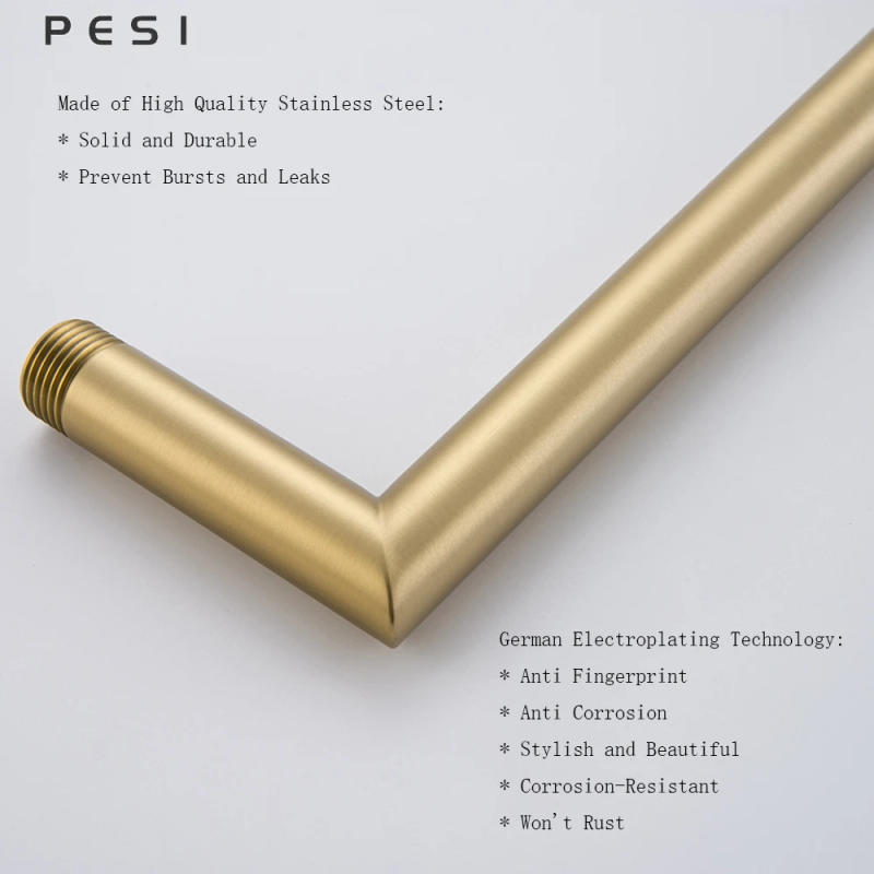 Description Picture 3 of itemStainless Steel Shower Arm  Wall Mounted Shower Head Extension Pipe Bathroom Accessories Faucet Replacement Brushed Gold