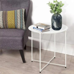 Folding Coffee Table Bedroom Bedside Table Iron Sofa Side Table Balcony Creative Mini Simple Small Circle Table Coffee Table