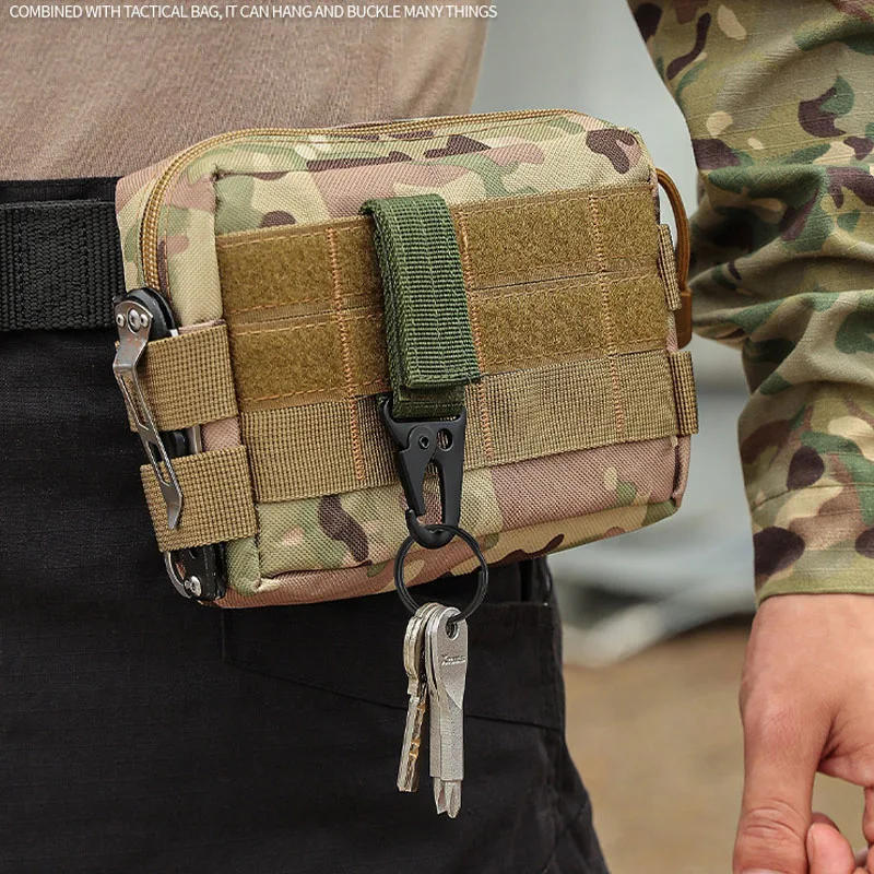 Description Picture 5 of item2 PCS.Tactical Hanging Buckle Molle Nylon Webbing Carabiner Belt Triangle Keychain for Outdoor Climbing Camping Tool Accessory