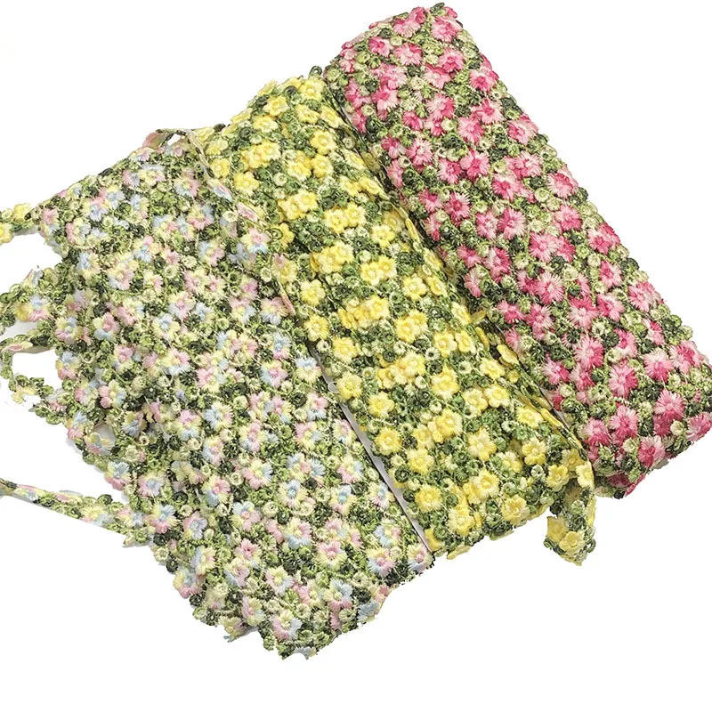Description Picture 2 of item1 Yards Lace Trim Craft Flower Polyester Lace Fabric Venise Floral Embroidered Applique Decorated Lace Ribbon