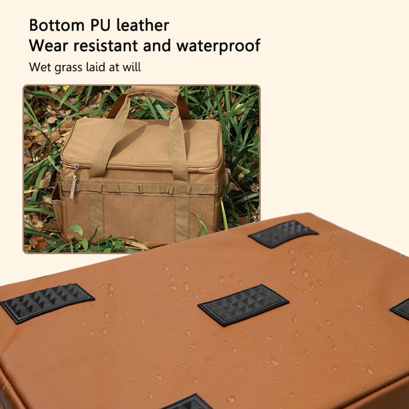 Description Picture 6 of item30L Outdoor Camping Storage Bag Large Capacity Picnic Cooking Utensil Organizer Waterproof Foldable Bottom 3 Adjustable Dividers