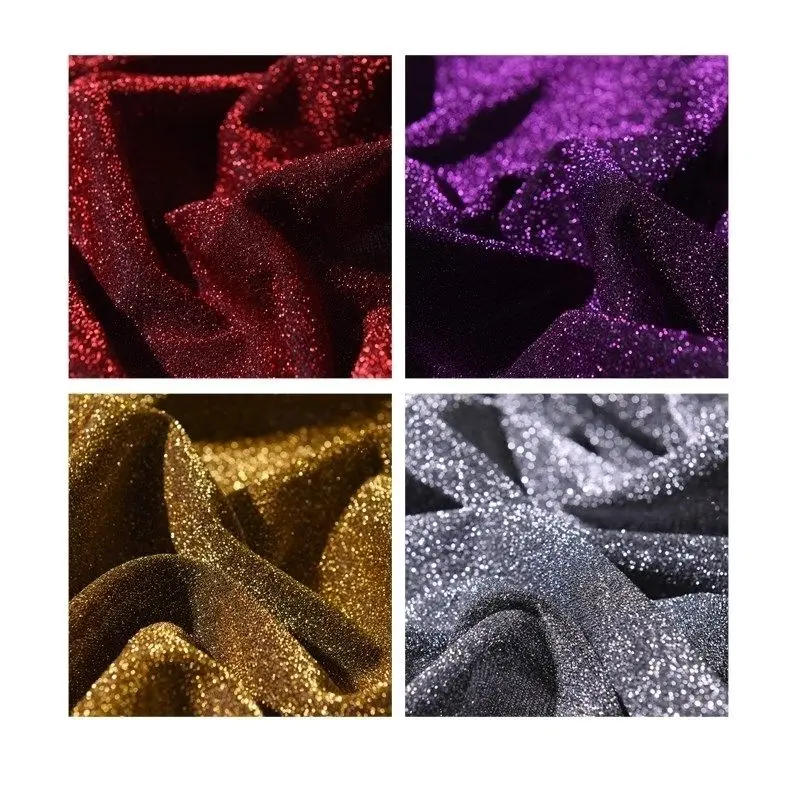 Description Picture 5 of itemGlitter Knitted Metallic Fabric Starry Stage Wedding Clothing Fabric DIY Sewing Handmade Elastic Cloth 50*150cm