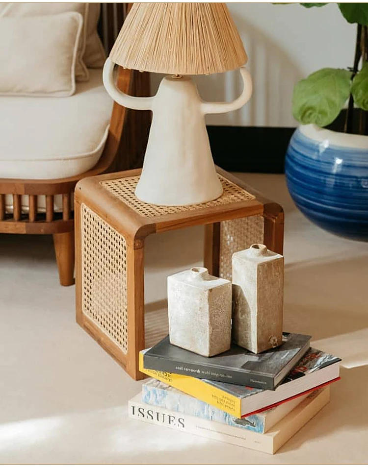 Description Picture 6 of itemVintage Solid Wood Coffee Tables Rattan Woven Living Rooms Home Leisure Balconies Tea Tables Mobile Meuble Salon Home Furniture