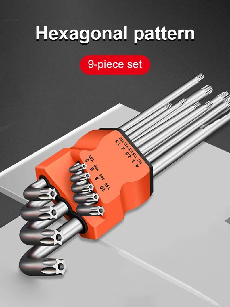 Description Picture 4 of item9Pcs Torx Star Wrench Kits Set Allen Keys Hexagon Spanner KeySet Plum Blossom Dual End L Type Star Screwdriver Hand Repair Tools