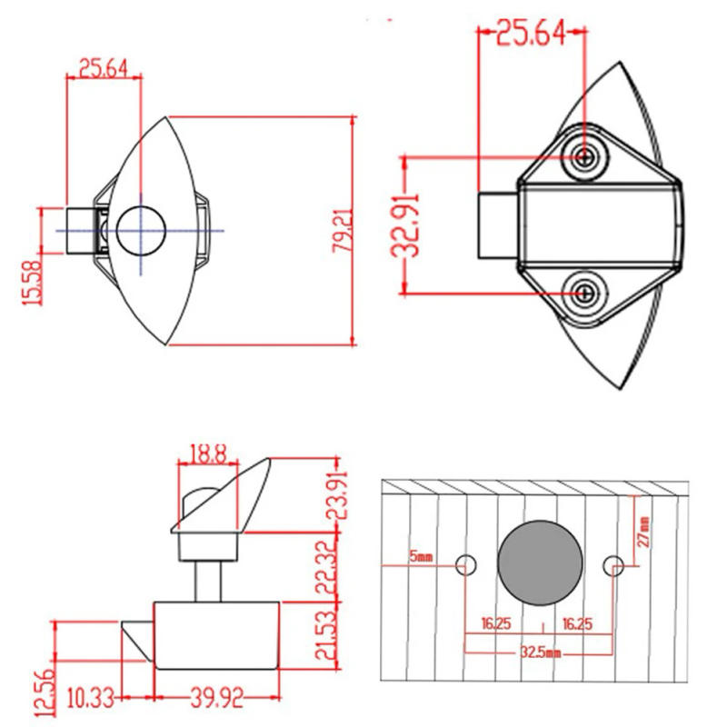 Description Picture 6 of item14-16mm Half-Moon RV Latch Button Push Lock Motorhome Cabinet Yachts Furniture Cabinet Drawer Latch Button Lock Hardware