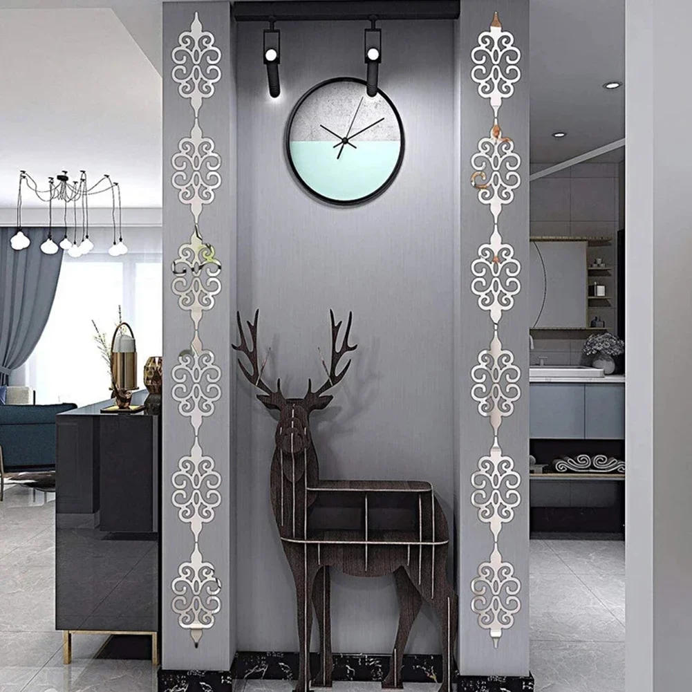 Description Picture 4 of item10pcs 3D Mirror Wall Stickers Hollow Reflective Mirror Stickers Acrylic Removable Decals Self Adhesive Art Murals Home Decor