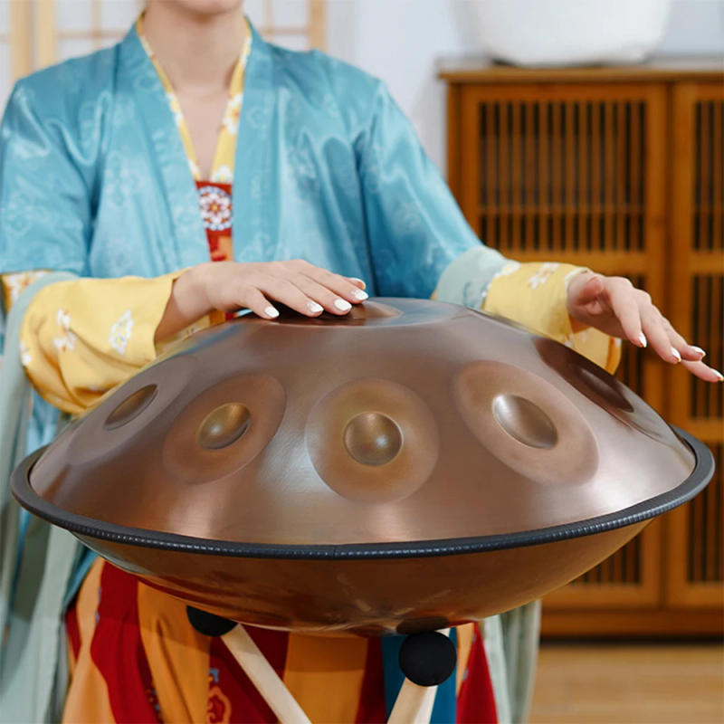 Description Picture 6 of item432HZ Gold Hand Tambourine 22 Inch 9/10/12Notes D Minor Steel Tongue Drum Percussion Instrument Beginner Professional Tambourine