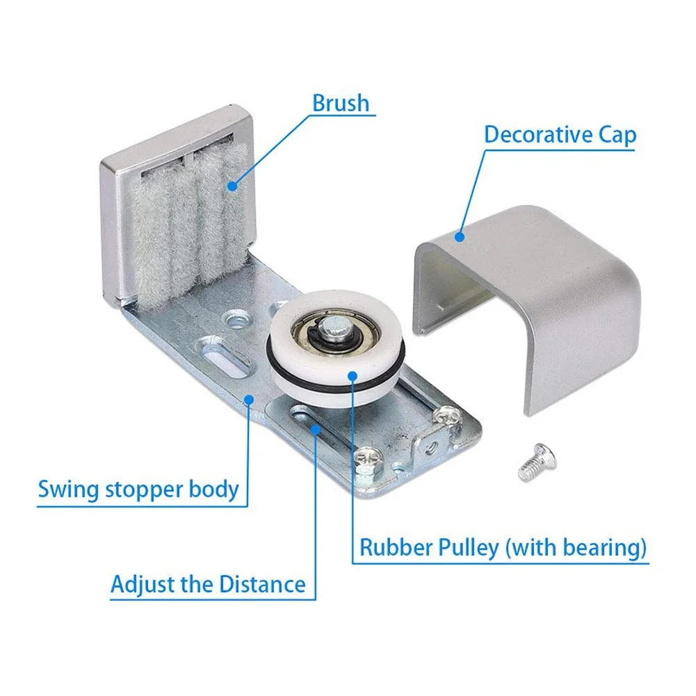 Description Picture 5 of itemSliding Door Slides Rails Adjustable Barn Door Floor Guide Roller Wall Mount Bottom Stay Sliding Limit Stop Door Stop Hardware