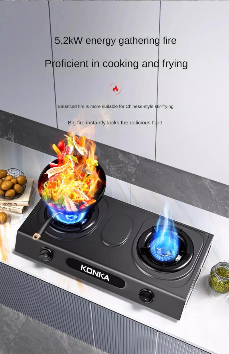 Description Picture 5 of itemGas Stove Double Burner Household Natural Stove Desktop Fierce Fire Liquefied Gas Cooktop Gas Stove Home Appliance