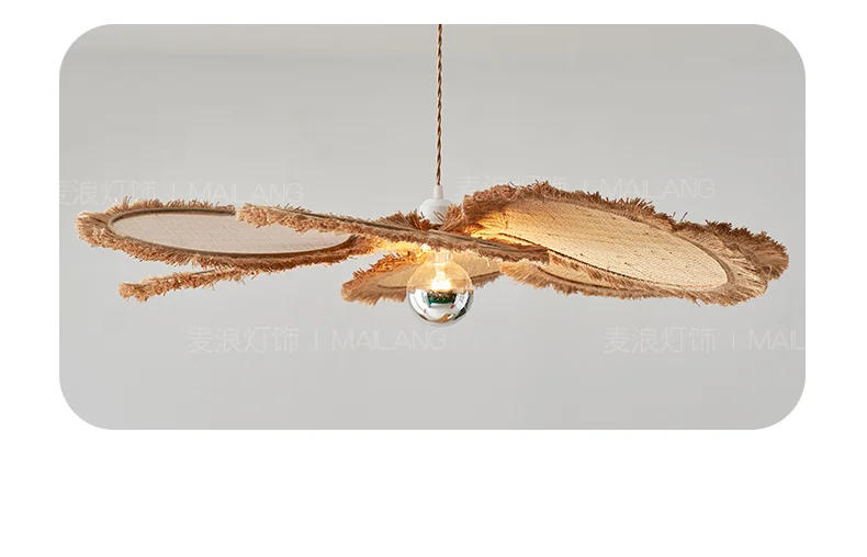 Description Picture 6 of itemWabi Sabi Petal Pendant Lamp Living Room Bedroom Dining Room Artistic Flower Pattern Grass Woven Flower Design Lighting Fixtures