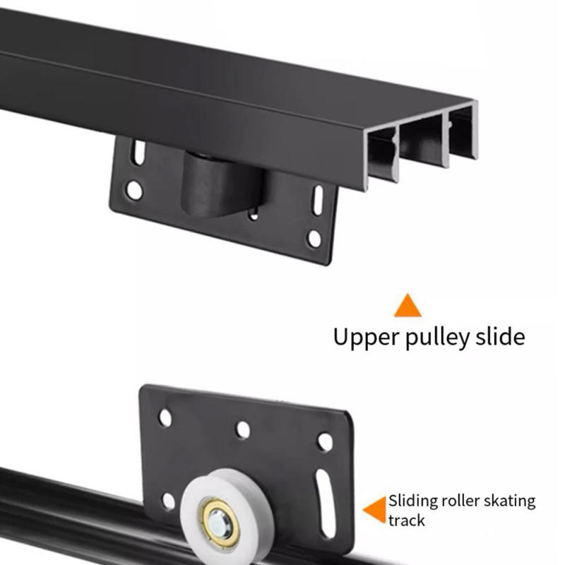 Description Picture 3 of item1 Set Sliding Door Rollers Mute Nylon Wheels Gear Track Kit 30mm Furniture Roller Wheel Sliding Door Runner For Wardrobe Cabinet