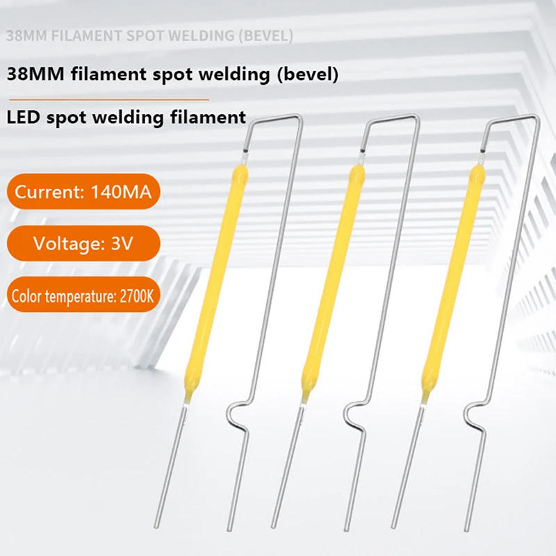 Description Picture 2 of item10Pcs 3v 38mm Led Filament Bulb Lamp Parts Ceramic Spot Welding Filament Wire Lamp Filament Led Diode Partial Bulb Chip