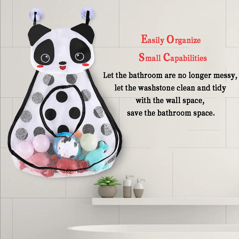 Description Picture 5 of itemBaby Bath Toys Strong Suction Cups Bath Game Bag Cute Duck Frog Mesh Net Toy Storage Bag Bathroom Organizer Water Toys for Kids