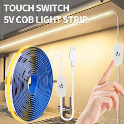 5V COB LED Strip Light USB Flexible Ribbon Tape 320LEDs/M Night Lamp Smart Touch Switch For Cabinet Kitchen Bedroom Backlight
