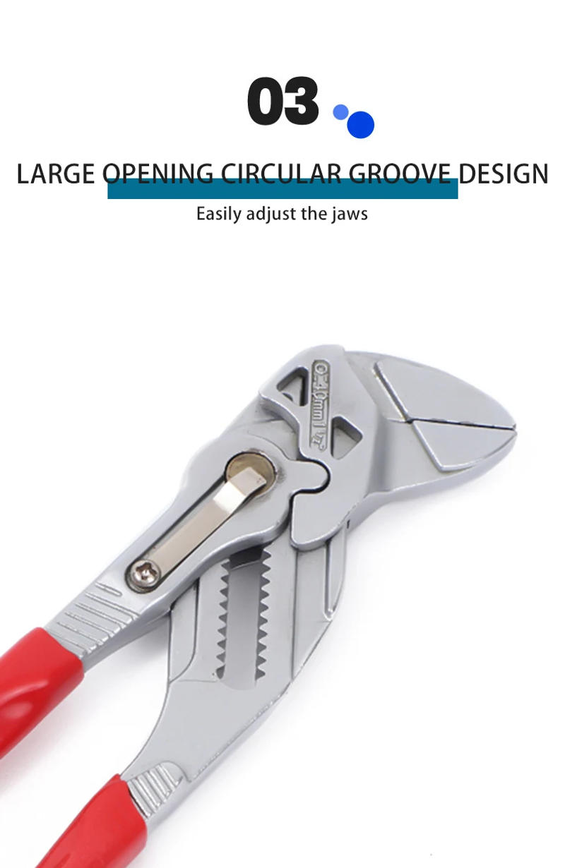 Description Picture 5 of item7/10/12 inch Adjustable Multi-Purpose Clamp Wrench Fast Water Pump Pliers Inch German Craftsmanship Large Opening 40-60mm Repair