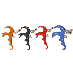 Bow Release Aids Bow 4 Fingers Thumb Trigger Aluminum Alloy Sensitivity Adjustable 4 Finger Compound Release Aids Spreader Grip