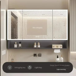 Modern Space Aluminum Smart Bathroom Mirror Cabinet Defogging with Light Bathroom Furniture Storage Cabinets Mirror Vanity y