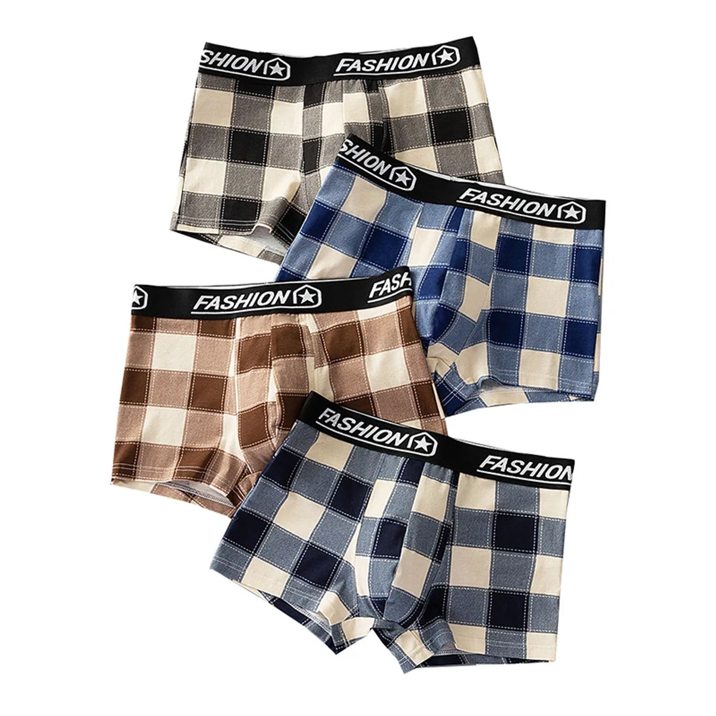 Description Picture 2 of item4pcs Men's Underwear New Style Men Boxer Shorts Fashion Men Panites Plus Size Underwear Summer Sexy Breathable Plaid Underpants